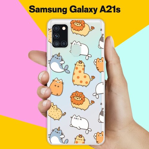 Силиконовый чехол Котики на Samsung Galaxy A21s силиконовый чехол мороженое на samsung galaxy a21s