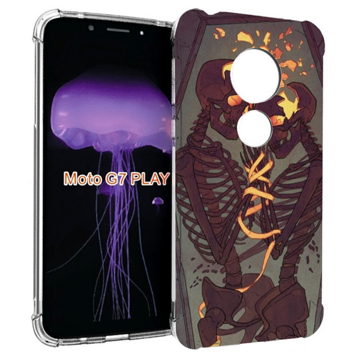 Чехол MyPads скелеты в гробу для Motorola Moto G7 Play задняя-панель-накладка-бампер