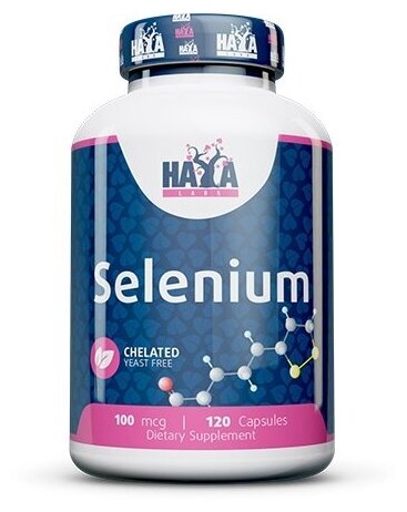 Haya labs Selenium Chelated yeast free (Селен хелатный без дрожжей) 100 мкг 120 капсул (Haya Labs)