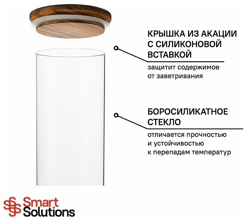 Банка для хранения Smart Solutions, 1,45 л, акация