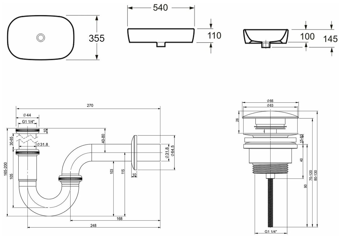 Комплект 3 в 1 Lavinia Boho Bathroom Sink 21520056: накладная фарфоровая раковина 54 см, металлическ - фото №9
