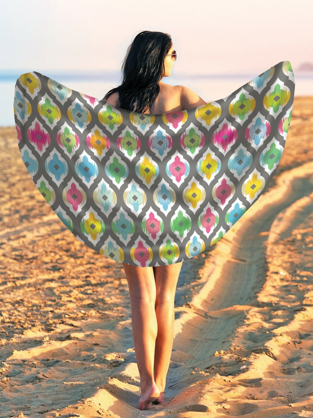 Парео и Пляжный коврик JoyArty "Закругленные ромбы", трикотаж 150 см