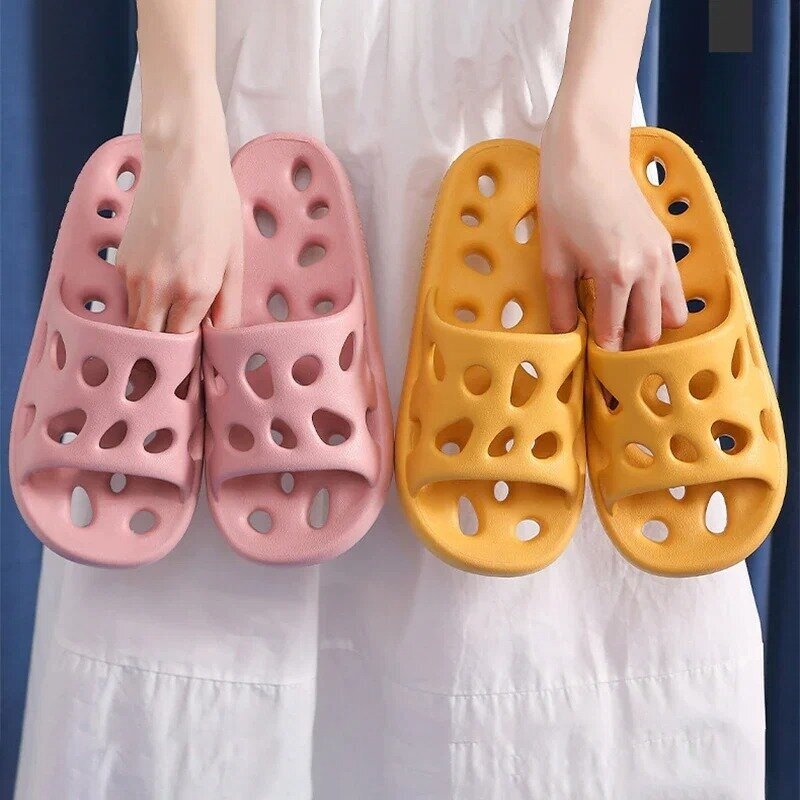 Женские шлепанцы на толстой нескользящей подошве массажные сандалии для ванной комнаты (Желтые) х 2 шт 