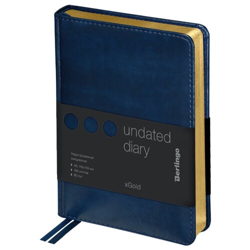 Ежедневник недатированный А6 Berlingo xGold (160 листов) обложка кожзам, синяя, цв. срез (UD0_81601)