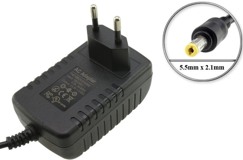 Адаптер (блок) питания 23.5V 0.65A - 24V 0.6A 5.5mm x 2.1mm (S018BUV2350065 PN018BUV2350065) для пылесоса Bosch Unlimited Series 6