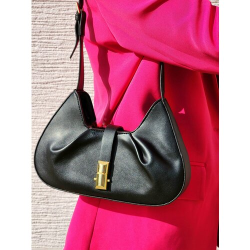 фото Сумка багет evangelina may bagblack2002, фактура гладкая, черный