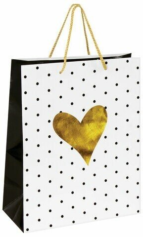 Пакет подарочный (1 штука) 26x13x33 см, золотая сказка "Золотое сердце", ламинированный, 606583
