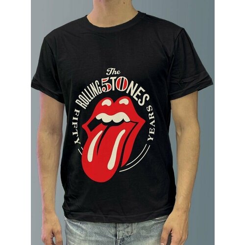 фото Футболка мужская черная из хлопка с dtf принтом музыка the rolling stones - 276 будь на стиле