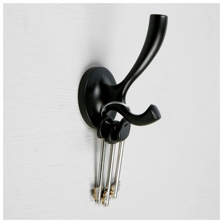 Крючок мебельный CAPPIO CONE, двухрожковый, цвет черный 7599948 - фотография № 4