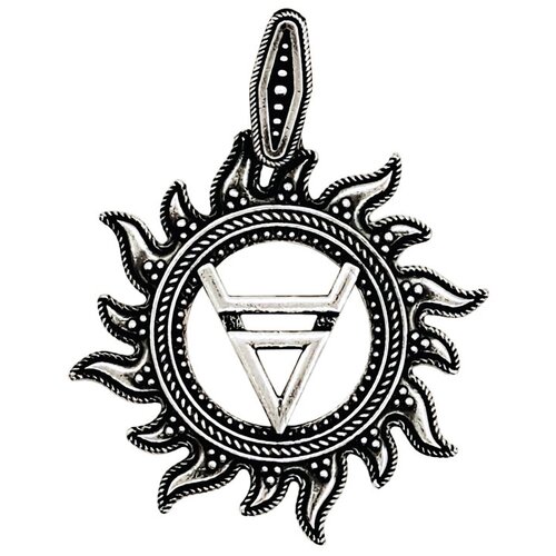 Славянский оберег, подвеска Малахит Велес, серебро, 925 проба, чернение, размер 3.5 см.