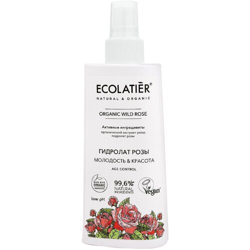 Омолаживающий гидролат для лица с органическим экстрактом розы Ecolatier Organic Wild Rose Гидролат розы Молодость красота /300 мл/гр. уход за лицом спаси барсука гидролат розы для лица и тела розовая вода натуральная