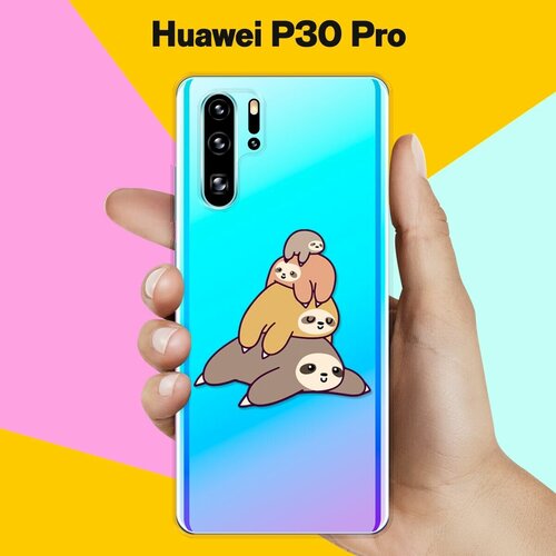 Силиконовый чехол 4 ленивца на Huawei P30 Pro