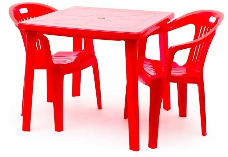 Стол пластик, квадратный, 80х80х71 см, пластиковая столешница, красный, Стандарт Пластик Групп