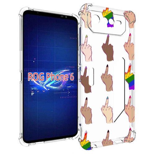 Чехол MyPads разноцветные-руки для Asus ROG Phone 6 задняя-панель-накладка-бампер