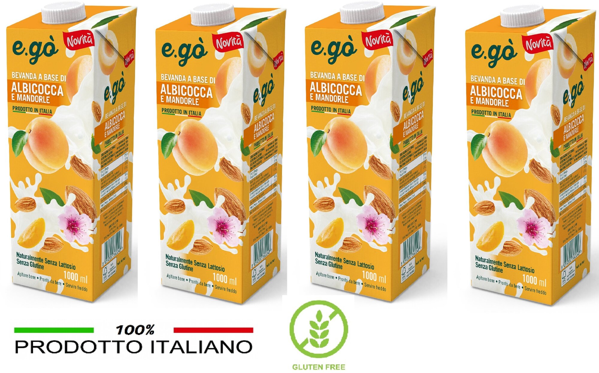 Напиток "Миндальное-абрикосовое молоко" E'GO без глютена Италия 1л Х 4 шт
