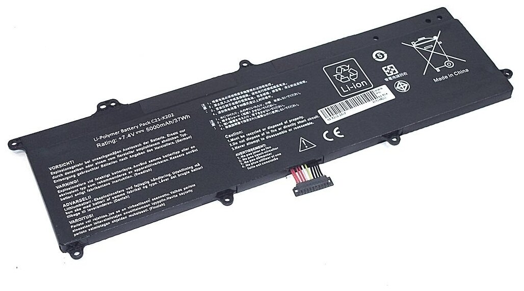 Аккумуляторная батарея для ноутбука Asus X202 7.4V 5000mAh OEM черная