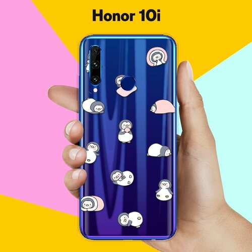 Силиконовый чехол Узор из пингвинов на Honor 10i силиконовый чехол узор из ленивцев на honor 10i