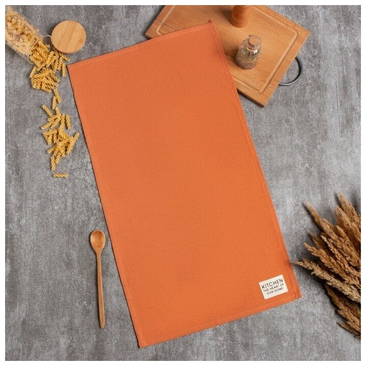 Полотенце Этель "Kitchen" 40х73 см, цвет оранжевый, 100% хлопок, саржа 220 г/м2