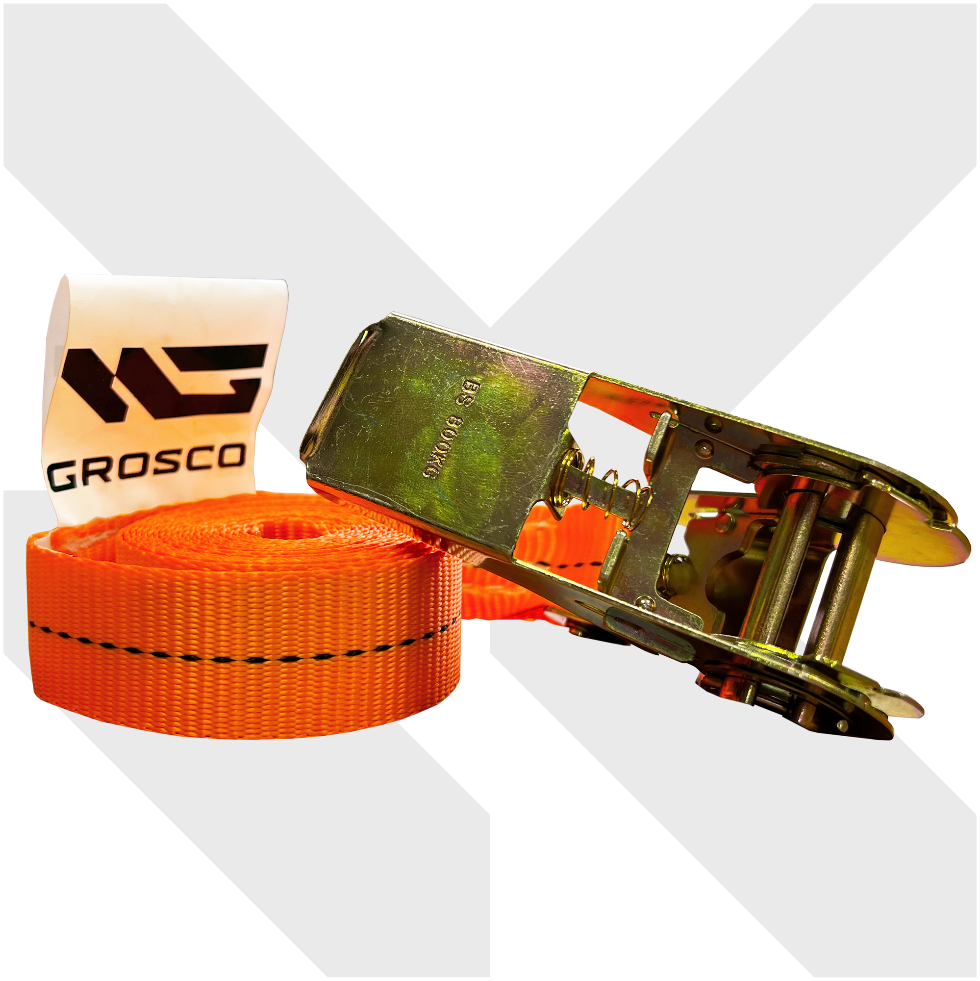Стяжной кольцевой ремень GROSCO 08т (16т) для крепления груза с храповым механизмом
