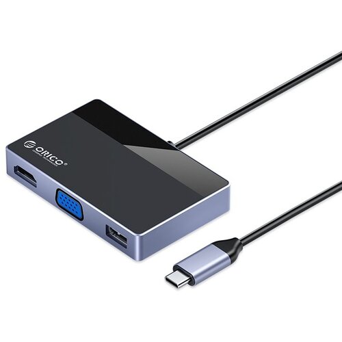 USB-концентратор ORICO DM-7P, разъемов: 2, 16 см, черный аксессуар orico usb 3 1 a usb type c cta2 grey