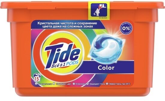 Капсулы для стирки Tide Color, 15 капсул