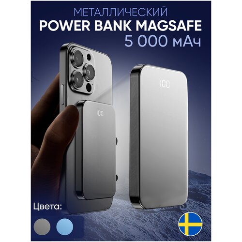 PIKESSON W85 - 5000 мАч Внешний металлический магнитный беспроводной аккумулятор для телефона iPhone magsafe зарядка в автомобильповербанк 266900₽