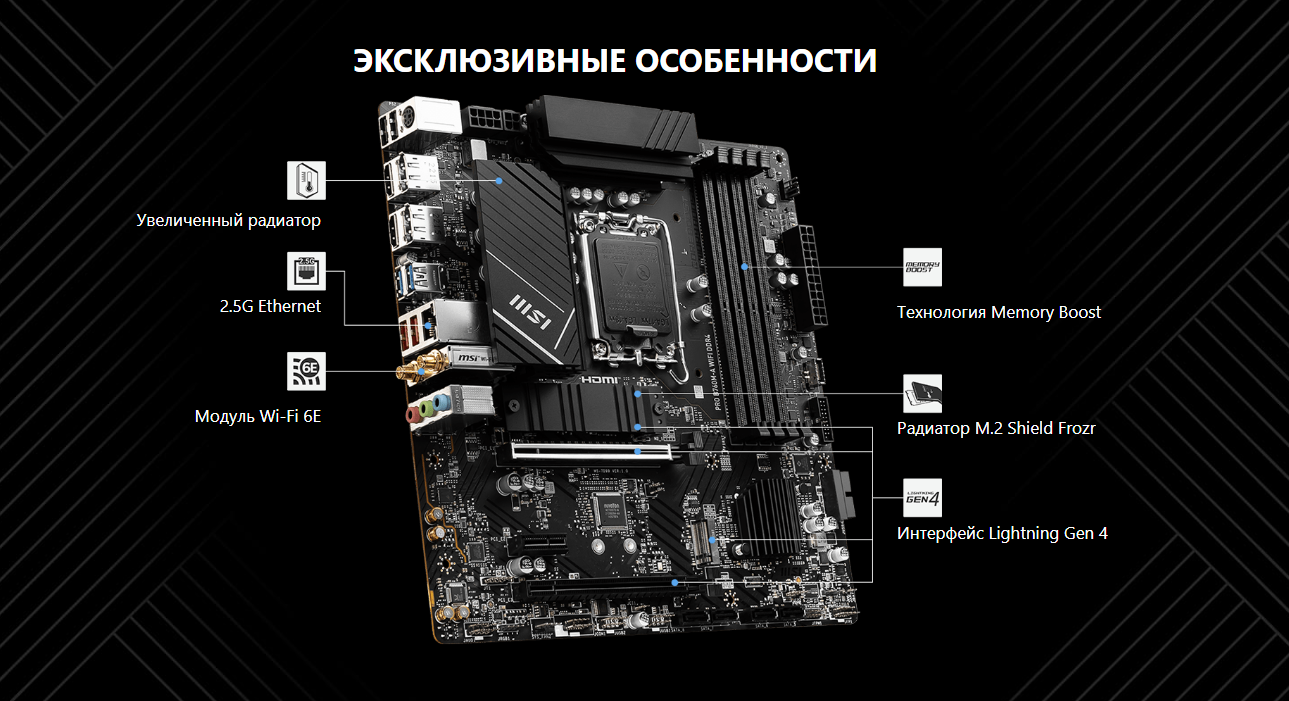 Материнская плата MSI PRO B760M-A WIFI DDR4 — фото 1