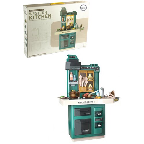 Интерактивная детская кухня 65 см с водой, паром, светом, звуком 858A / 35 предметов