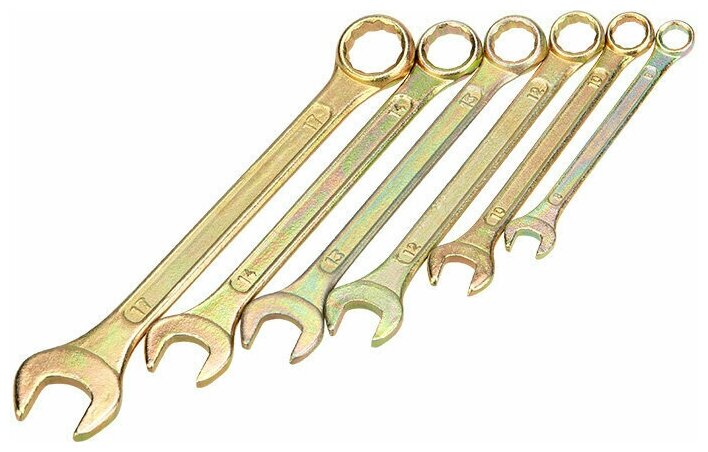 Rexant (12-5841-2) Набор ключей комбинированных (8, 10, 12, 13, 14, 17мм), 6 шт, желтый цинк . - фотография № 3