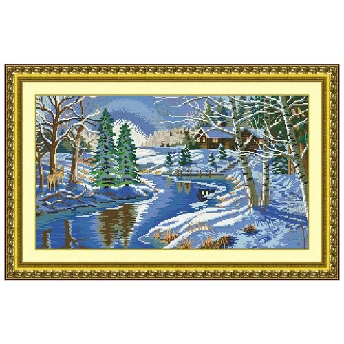 Набор для вышивания крестиком “Зимний лес”. 45х70см.