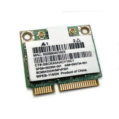 Адаптер WiFi Broadcom BCM943224HMP (Mini PCI-E Half-Size, B/G/N, 300 Mbit/s, 2.4/5 Ghz)