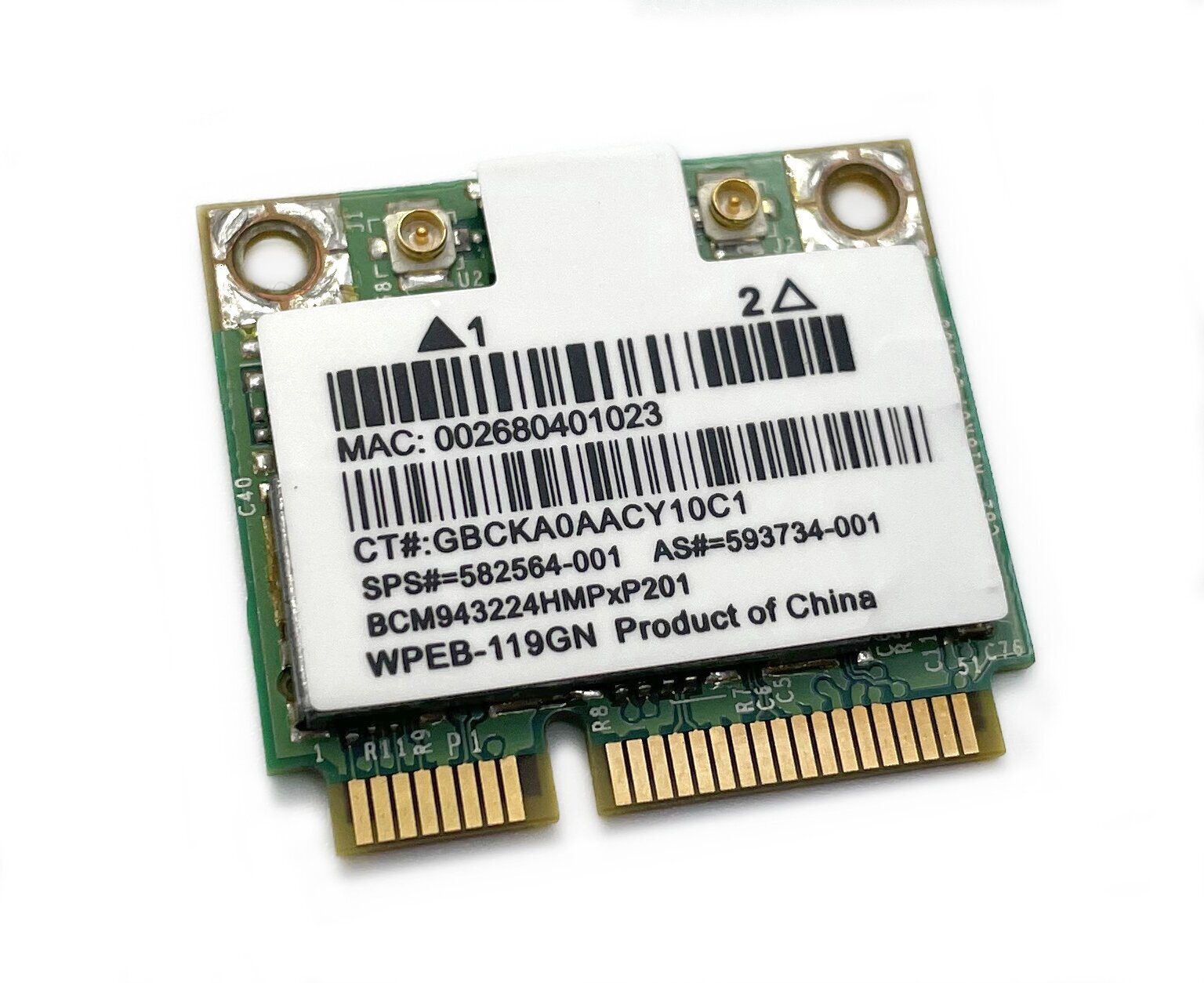 Адаптер WiFi Broadcom BCM943224HMP (Mini PCI-E Half-Size, B/G/N, 300 Mbit/s, 2.4/5 Ghz)