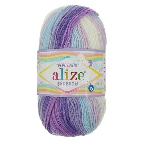 Пряжа Alize Sekerim batik, 100 % акрил, 100 г, 320 м, 1 шт., 3483 разноцветный 320 м пряжа sekerim batik 100% акрил 320м 100гр 3483