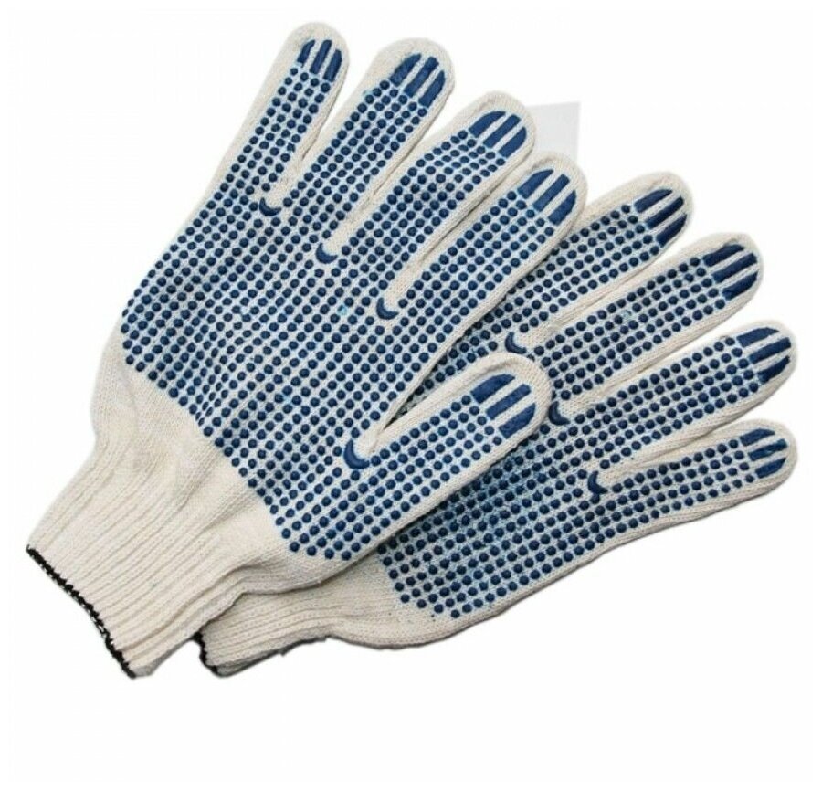 Перчатки (gloves) ХБ 10кл. 4 нитки с ПВХ покрытием белые (5 пар) / PPE-001 - фотография № 3