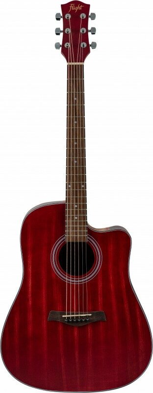 FLIGHT D-155C MAH RD акустическая гитара с вырезом, в. дека-махагони, корпус-махагони, цвет красный