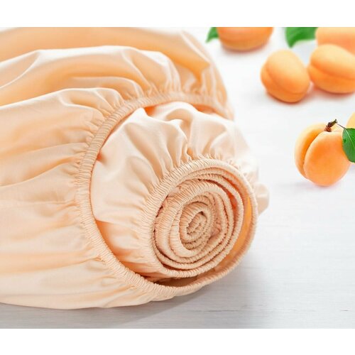 Простыня на резинке Сад Снов Персиковая, сатин, хлопок 90х200