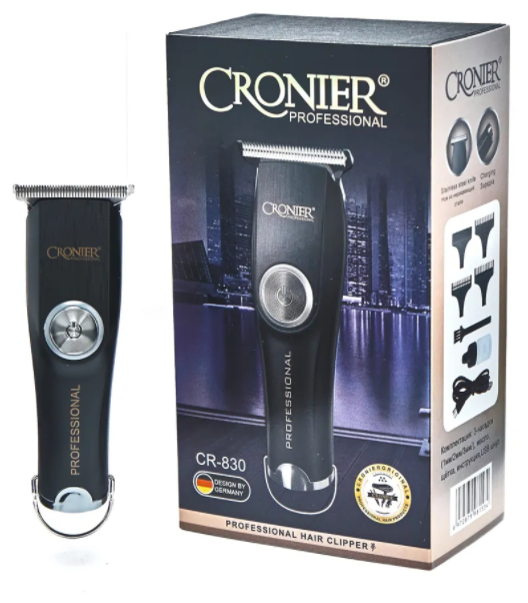 Профессиональный триммер для стрижки волос с насадками Cronier CR-830 (чёрный)