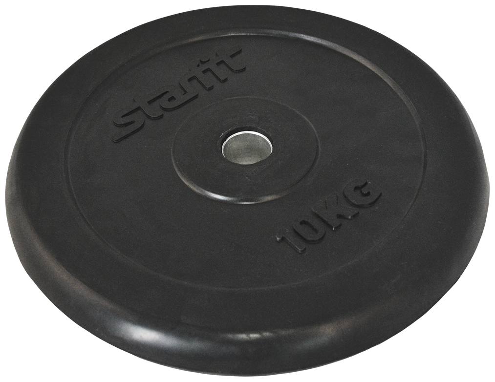 Диск обрезиненный STARFIT BB-202 10 кг, d=26 мм, стальная втулка, черный, 2 шт.