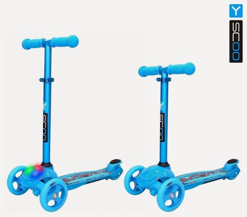 Изображение товара Самокат 3-х кол. Y-SCOO RT TRIO DIAMOND 120 Kaleidoscope светящаяся платформа blue