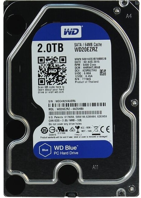 Жесткий диск Western Digital SATA-III 2Tb Blue (5400rpm) 64Mb 3.5"