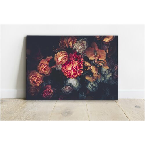 Картина (фотокартина) для интерьера в комнату/гостиную/зал/спальню "Таинство цветов", арт холст на подрамнике, 50х70 см