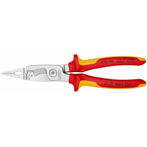 Диэлектрические электромонтажные клещи Knipex KN-1386200SB клещи knipex kn 8701560