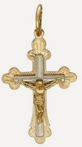 Изображение товара Крестик, комбинированное золото, 585 проба