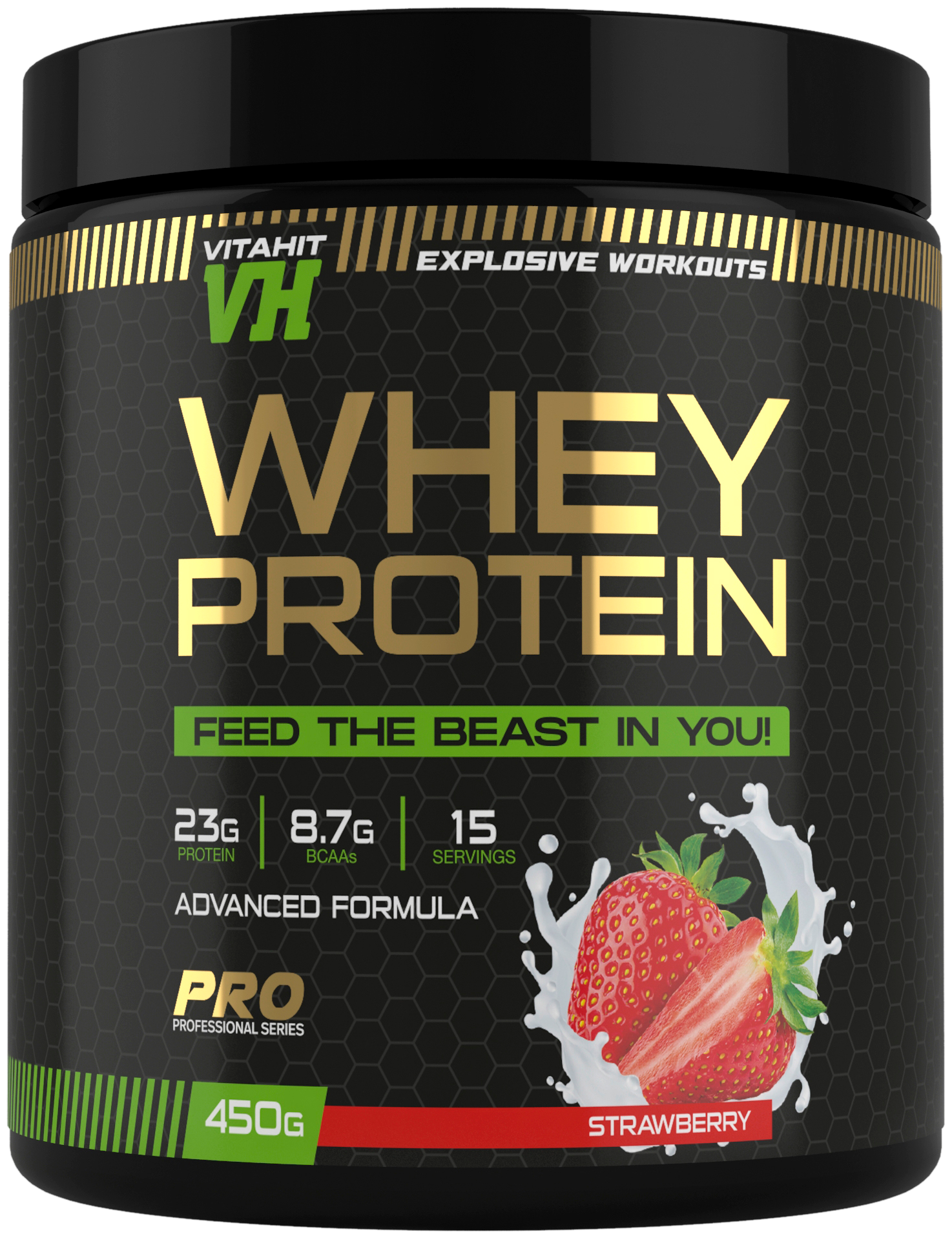 VITAHIT/Whey Protein Протеин 450г / клубника