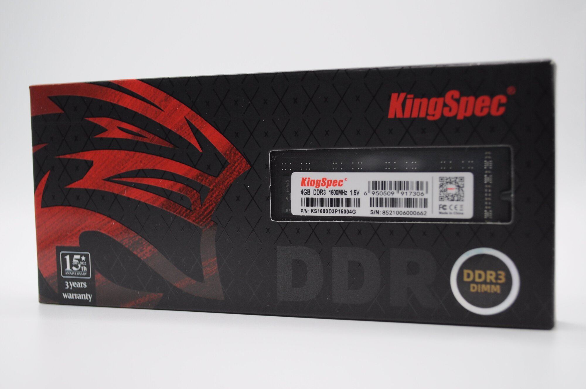 Память 4Gb Kingspec KS1600D3P15004G, DDR3 1600MHz PC3-12800 CL11 DIMM 240-pin 1.5В dual rank Ret