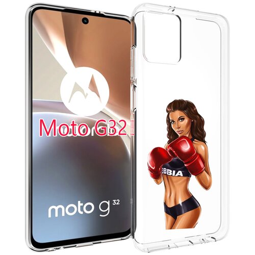 Чехол MyPads девушка-в-боксерских-перчатках женский для Motorola Moto G32 задняя-панель-накладка-бампер