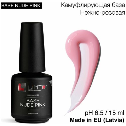 BASE NUDE PINK камуфлирующая база для ногтей LiNTO, нежно-розовая, бескислотная