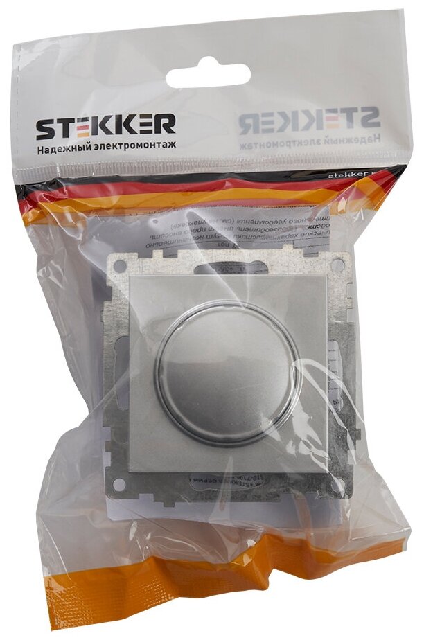 Диммирующий выключатель STEKKER TRIAC (механизм), GLS10-7106-03, 250V, 500W, серия Катрин, серебро 39587 - фотография № 2
