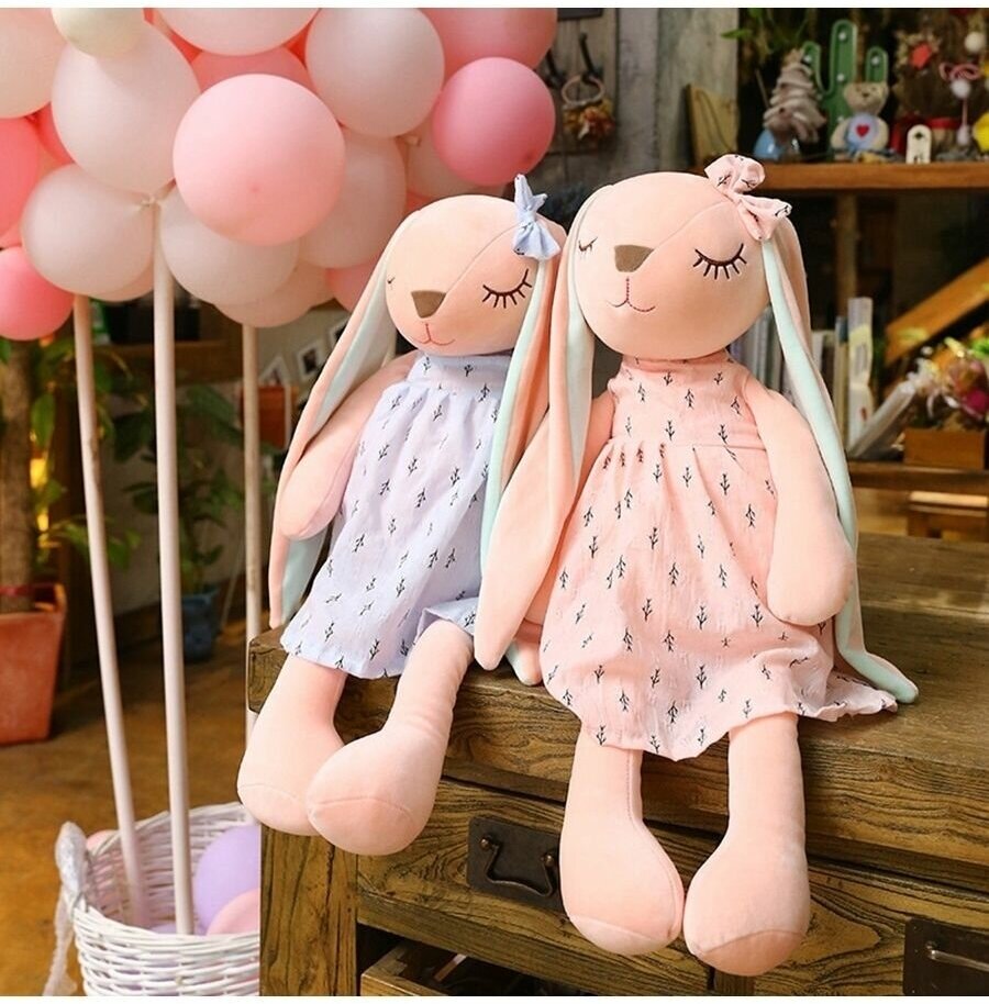Мягкая игрушка Зайка сплюшка в розовом платье22 см