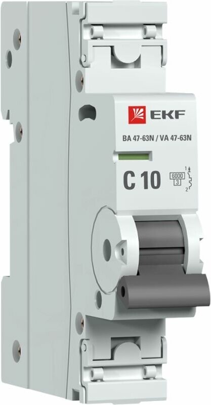 Выключатель автоматический 1п 10А (C) 6кА ВА 47-63N PROxima EKF M636110C
